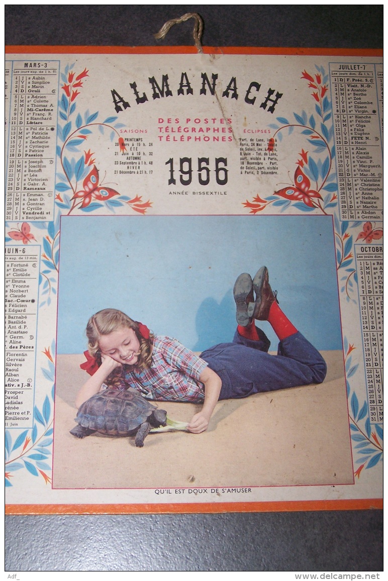 1956 ANEE BISSEXTILE ALMANACH CALENDRIER DES P.T.T, PTT, POSTE, OLLER, QU'IL EST DOUX DE S'AMUSER - Grand Format : 1941-60