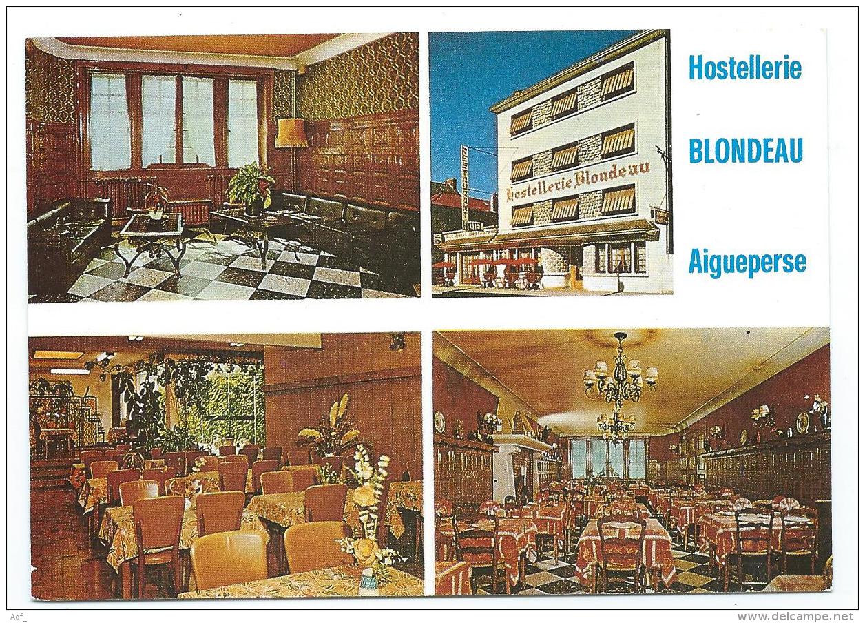 CARTE PUBLICITAIRE HOSTELLERIE BLONDEAU, BAR RESTAURANT, AIGUEPERSE, PUY DE DOME 63 - Aigueperse