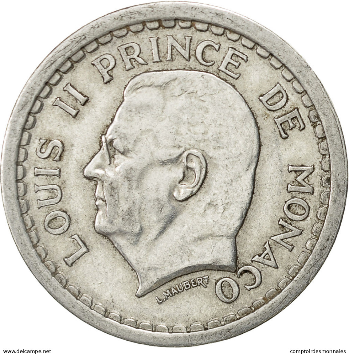 Monnaie, Monaco, Louis II, 2 Francs, Undated (1943), TTB+, Aluminium, KM:121 - 1922-1949 Louis II