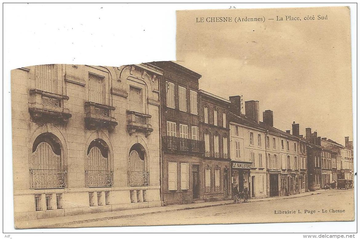 CPA LE CHESNE, MAGASIN LE FAMILISTERE, LA PLACE, COTE SUD, ARDENNES 08 - Le Chesne