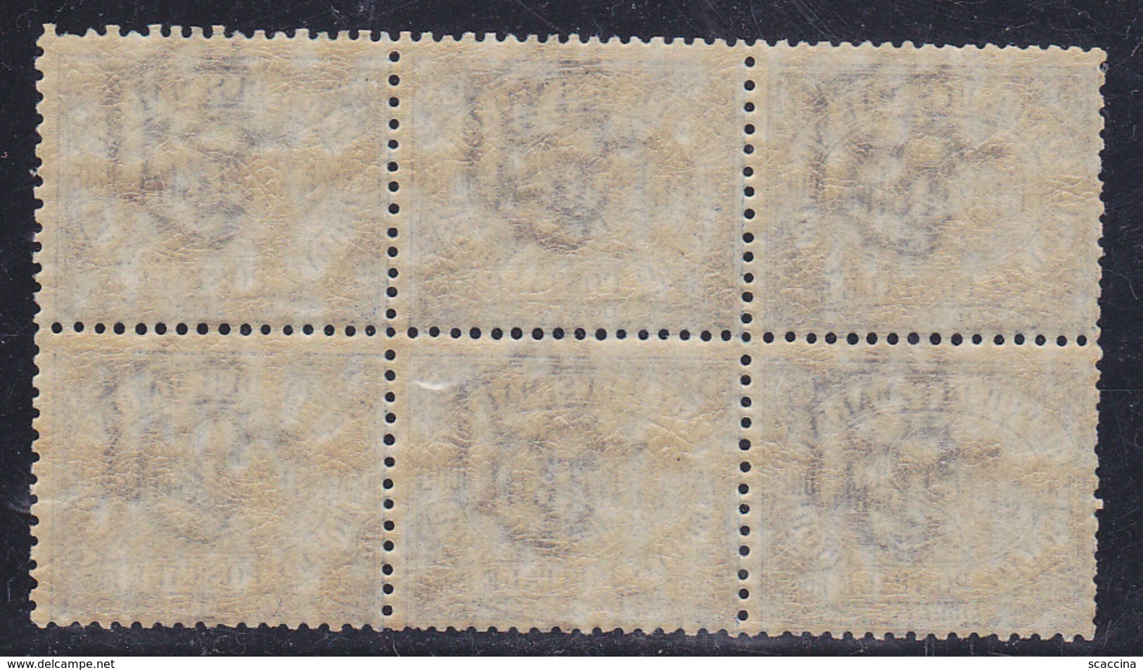 San Marino > 1892 Cifra Cent.2  Blocco Di 6 G.i. MNH**  Sassone N°12 - Nuovi