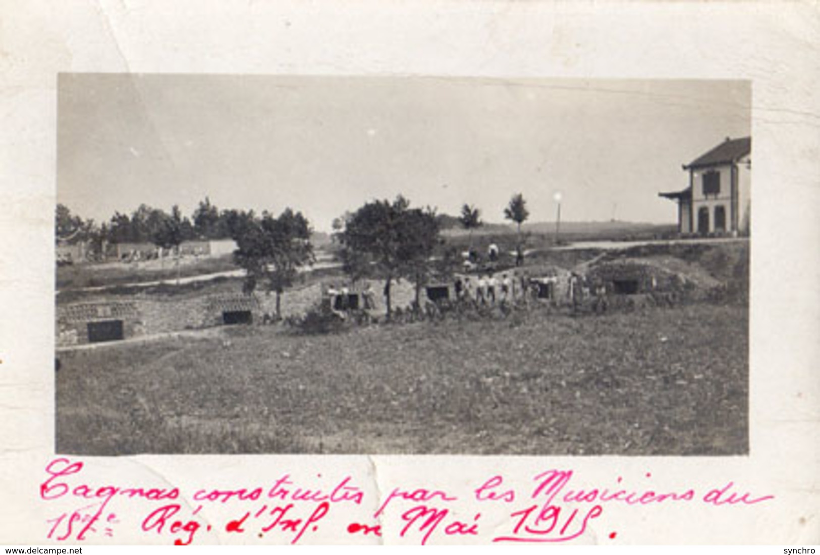 Carte Photo ; Cagnas Construits Par Les Musiciens Du 157e Reg D'inf En Mai 1915 - Guerre 1914-18