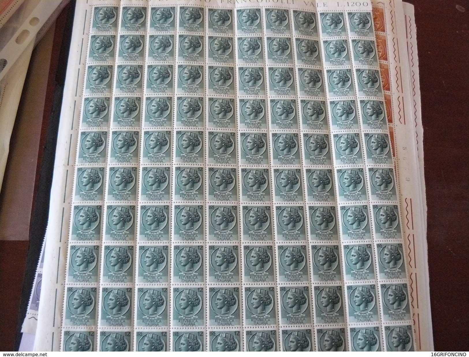 1955-60...DELLA SERIE "ITALIA TURRITA" FILIGRANA A STELLE...6 VALORI SU FOGLI  NUOVI INTEGRI DA 100 + UNO DEL 130 LIRE