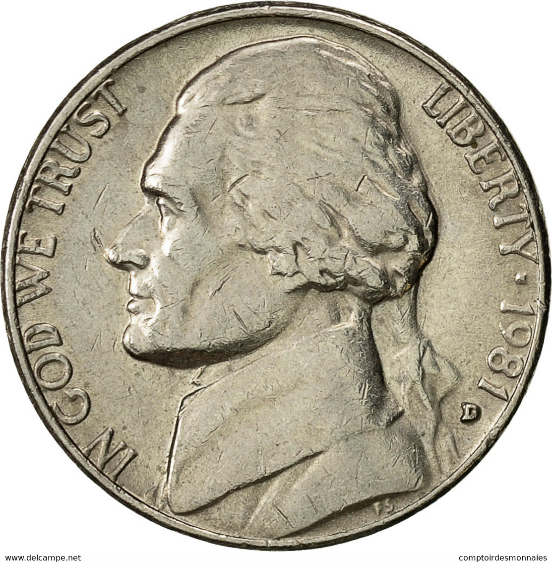 Monnaie, États-Unis, Jefferson Nickel, 5 Cents, 1981, U.S. Mint, Denver, TTB+ - 1938-…: Jefferson