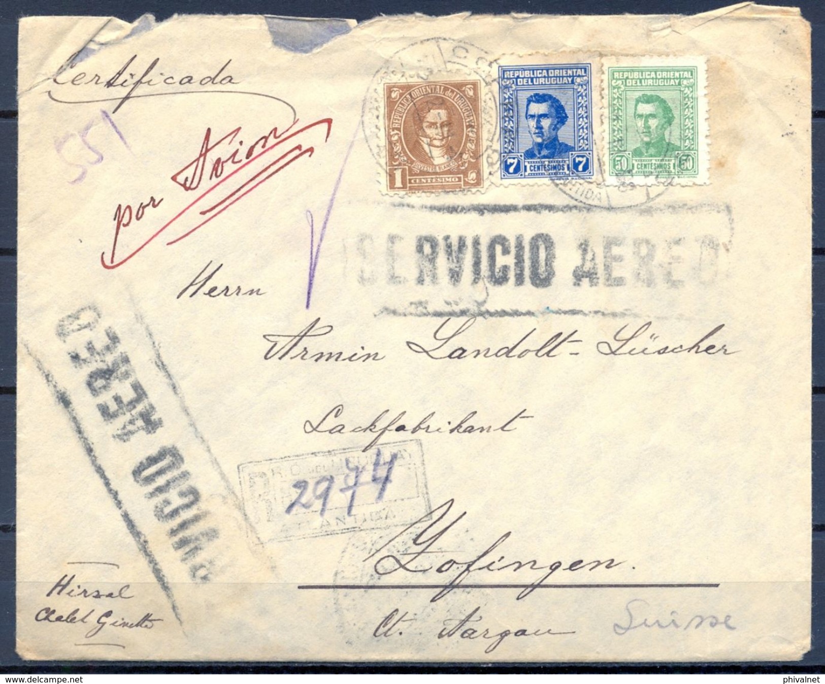 1948 , URUGUAY , CERTIFICADO DE ATLANTIDA A ZOFINGEN , SERVICIO AÉREO , TRÁNSITO , LLEGADA - Uruguay