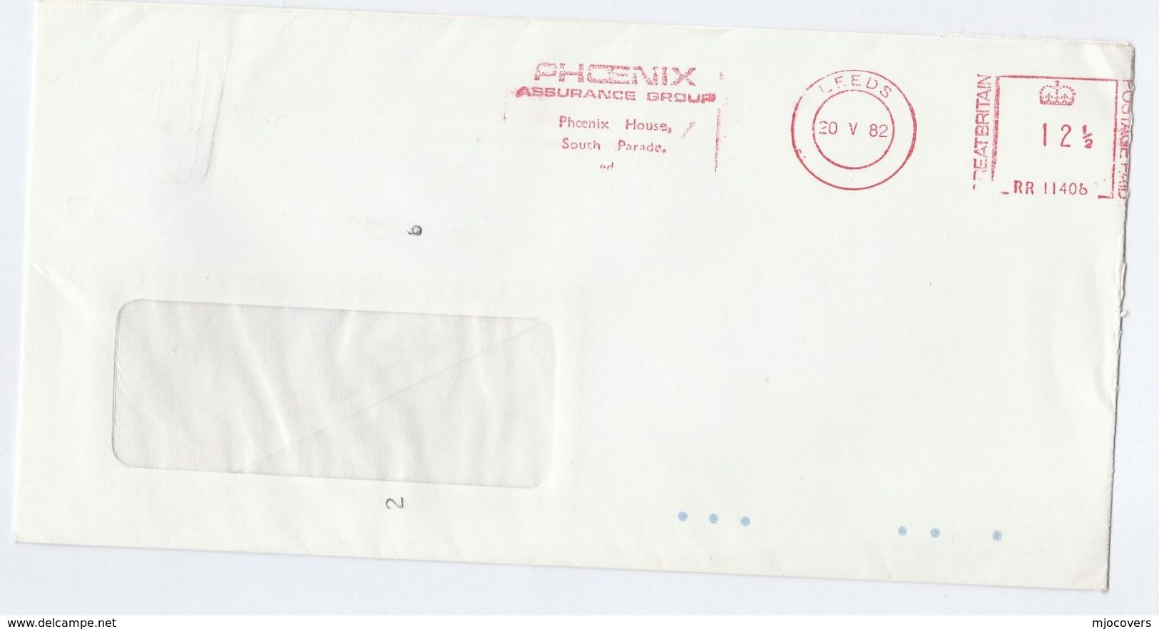 1982 Leeds GB COVER METER Stamps SLOGAN PHOENIX ASSURANCE Group Insurance - Brieven En Documenten