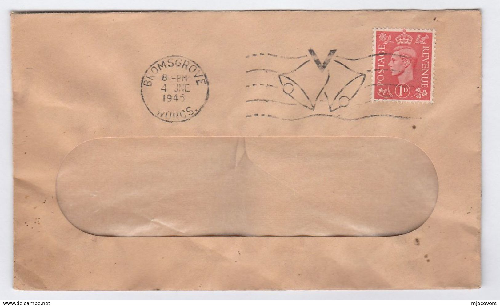 1945 GB COVER Bromsgrove 'V' Victory BELLS' SLOGAN Pmk Stamps Wwii - WW2