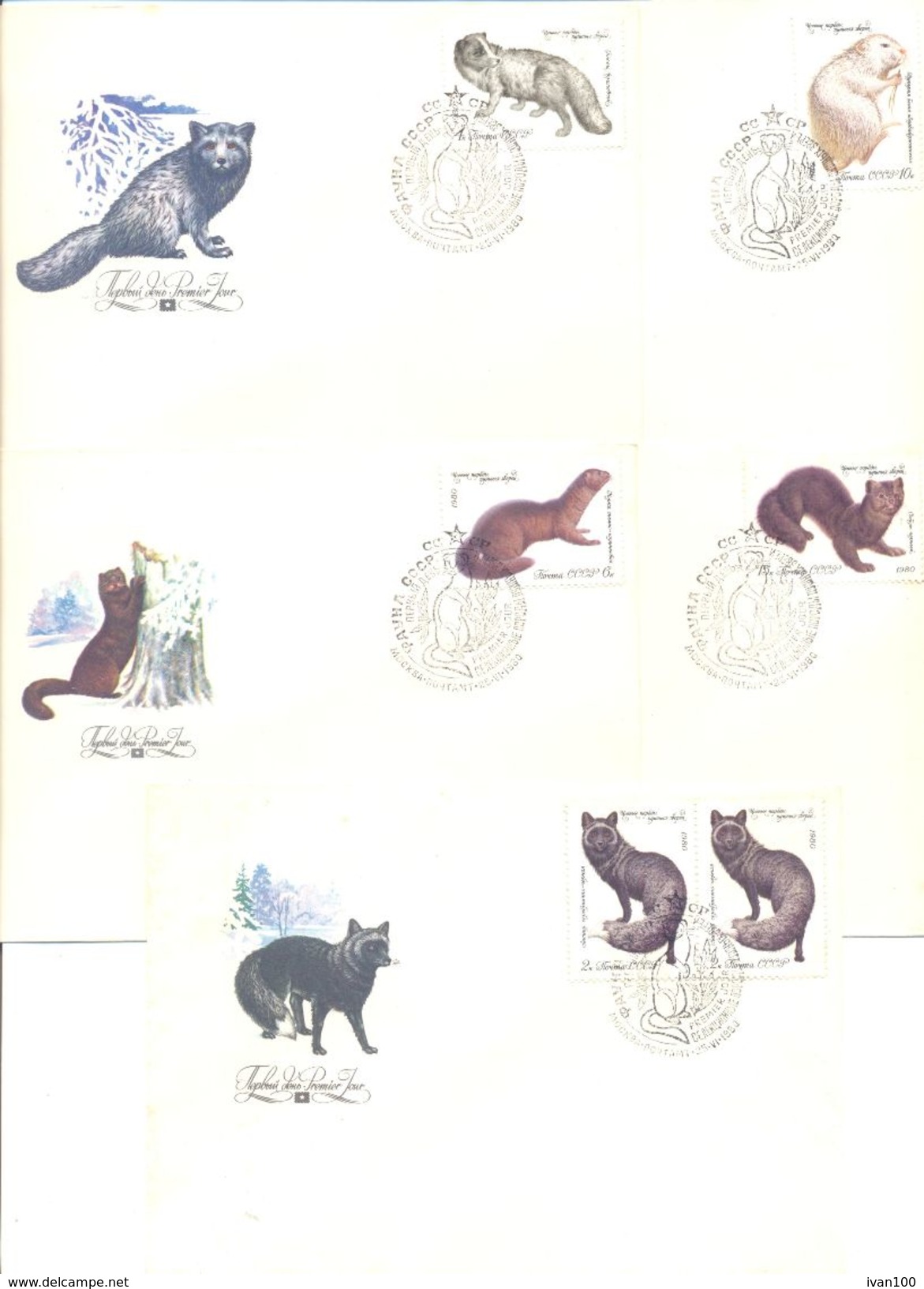 1980. USSR/Russia, Fur-bearing Animals, FDC, 5v, Mint/** - Briefe U. Dokumente