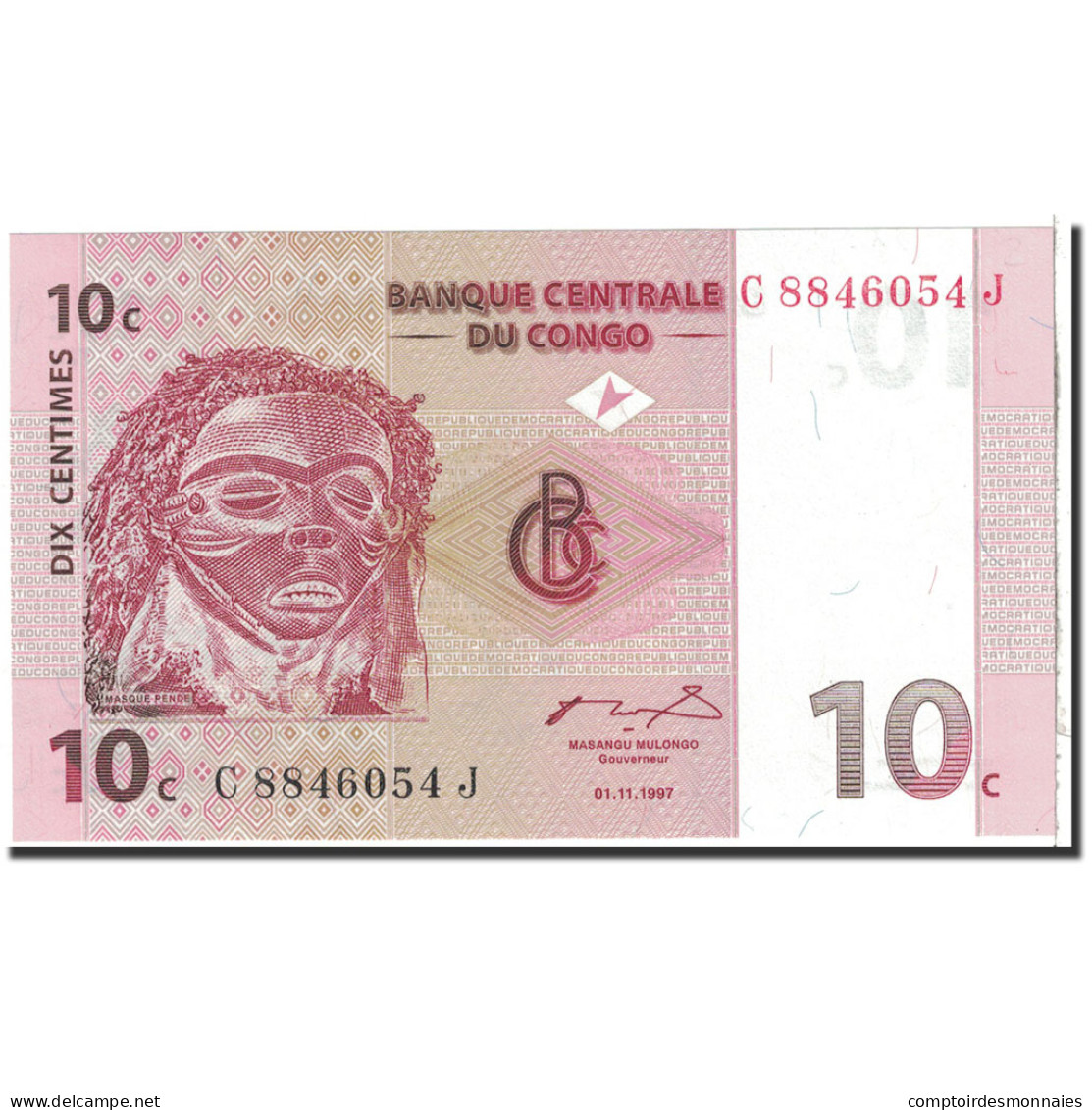 Billet, Congo Democratic Republic, 10 Centimes, 1997, 1997-11-01, KM:82a, NEUF - Democratic Republic Of The Congo & Zaire