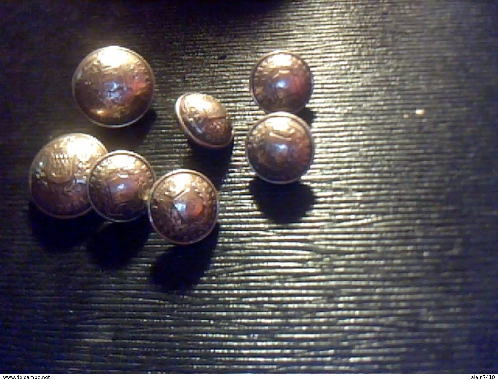 Militaria   7 Boutons Garde Republicaine En Laiton Dore 2 Grands 5 Petits Marque  AM Et Cie - Buttons