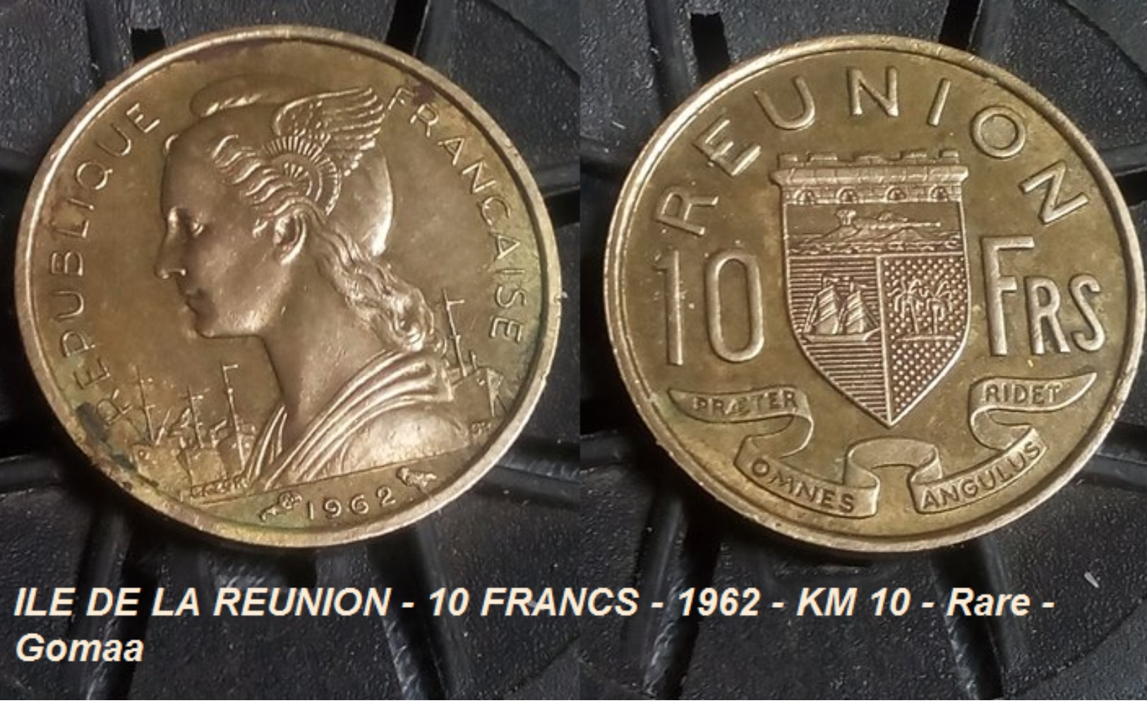 ILE DE LA REUNION - 10 FRANCS - 1962 - KM 10 - Rare - Gomaa - Réunion