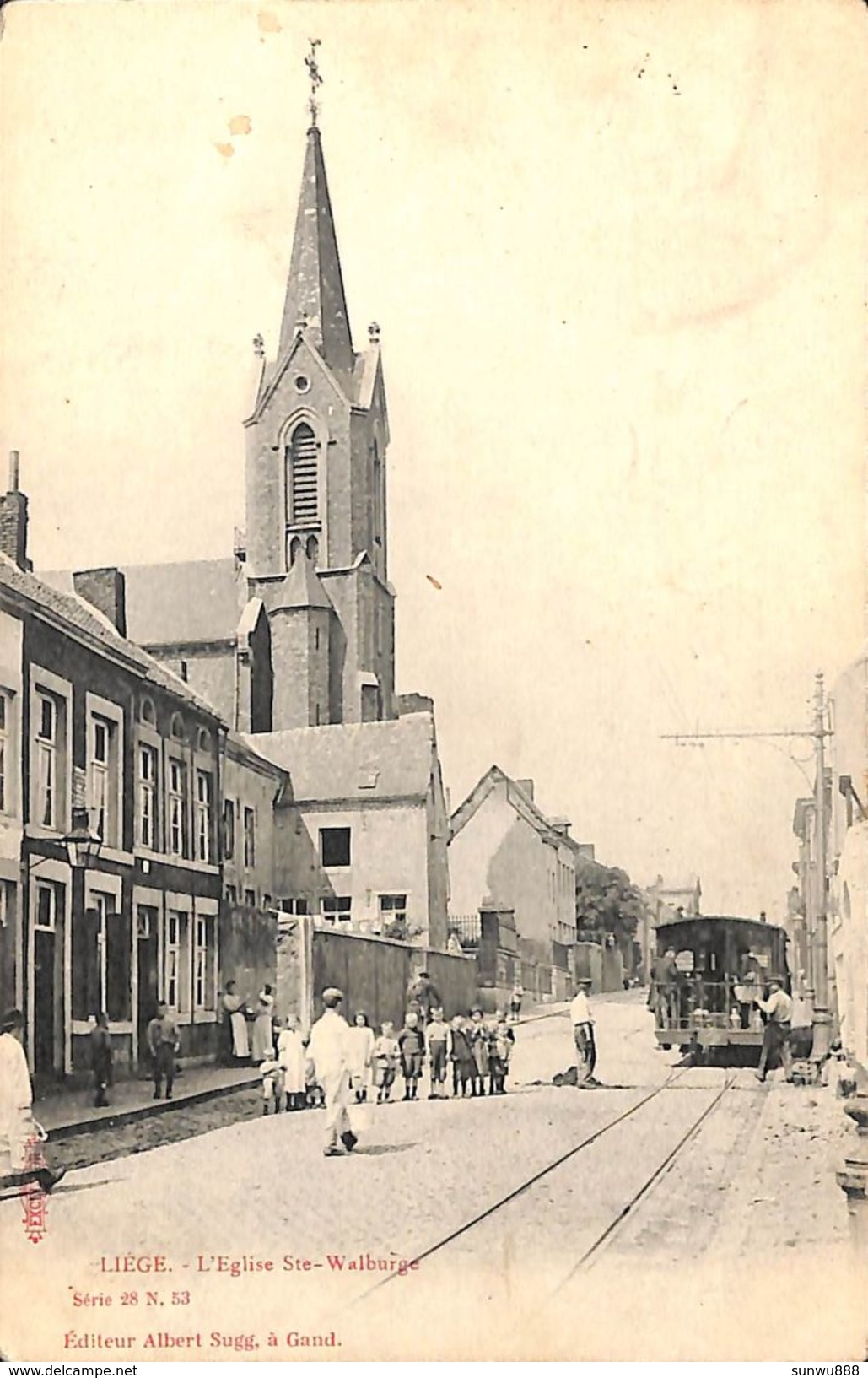 Liège - L'Eglise Ste-Walburge (animée, Tram Tramway, Albert Sugg) - Liege