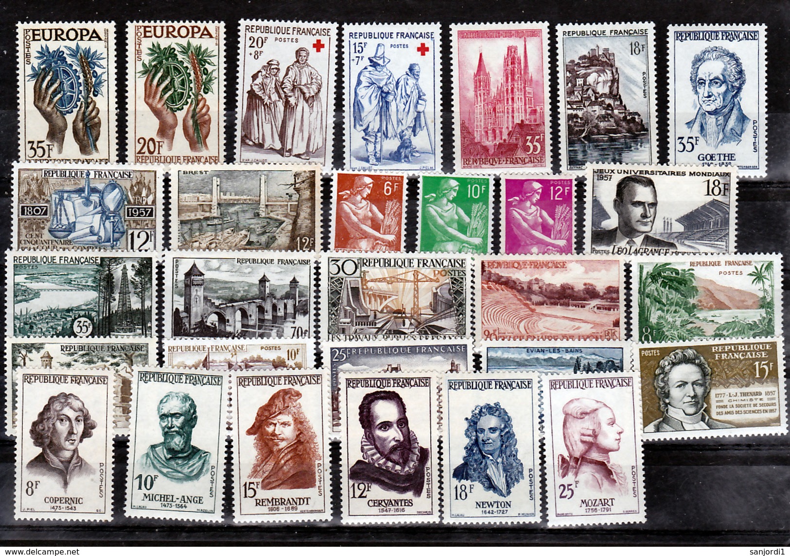 France 1957 1091 1141 Poste Neuf ** TB MnH SiN CHARNELa Cote 120 - 1950-1959