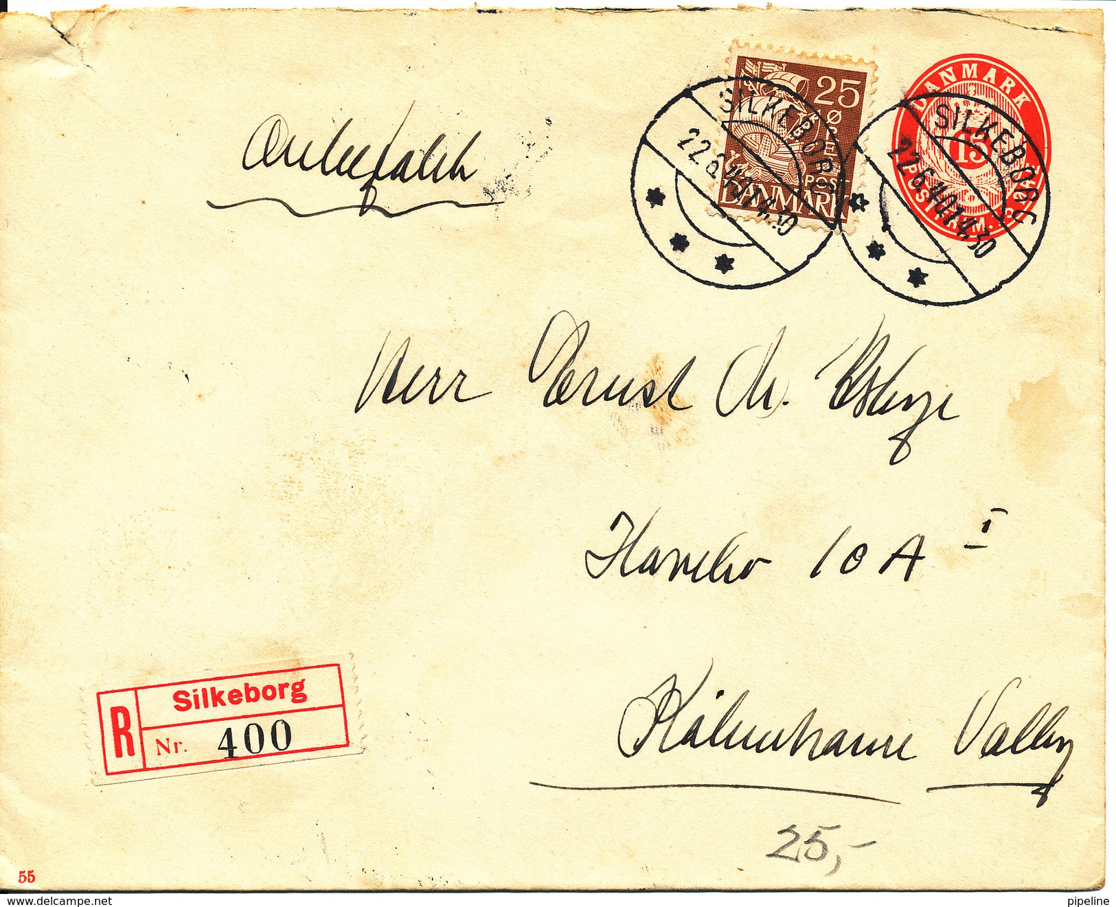 Denmark Registered Uprated Postal Stationery Cover Silkeborg 22-6-1940 - Entiers Postaux