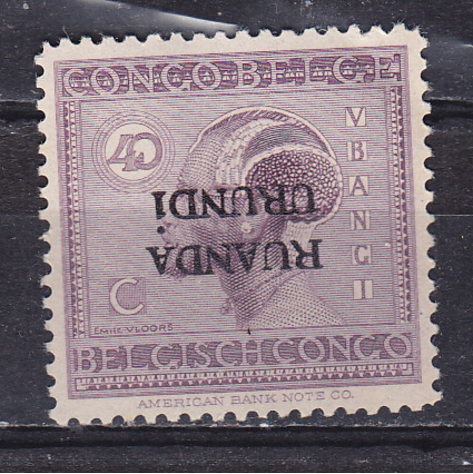 Ruanda-Urundi Nr 65 Cu Neuf Avec Charnière - Postfris Met Plakker - MH  (X)  Surcharge Renversé - Opdruk Omgekeerd - Unused Stamps