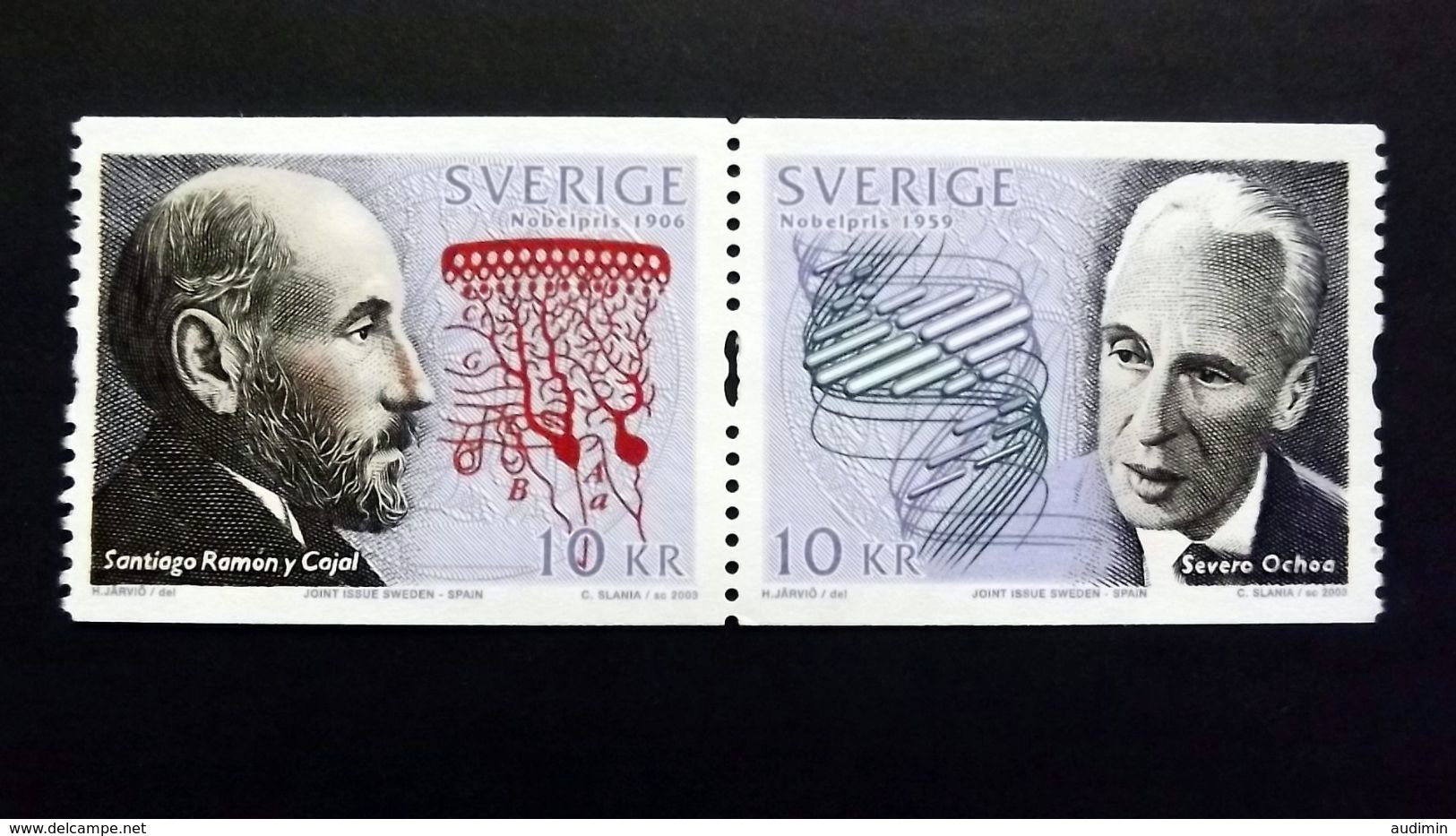 Schweden 2353/4 YT 2328/9 **/mnh, S. Ramón Y Cajal, Sp. Histologe, S. Ochoa (1905-1993), Amerikanischer Biochemiker - Ongebruikt