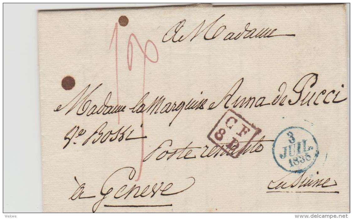 FP201 / FRANKREICH -  Paris - Genf 1835 Mit Komplettem  Textinhalt Und In Super Erhaltung - 1801-1848: Vorläufer XIX