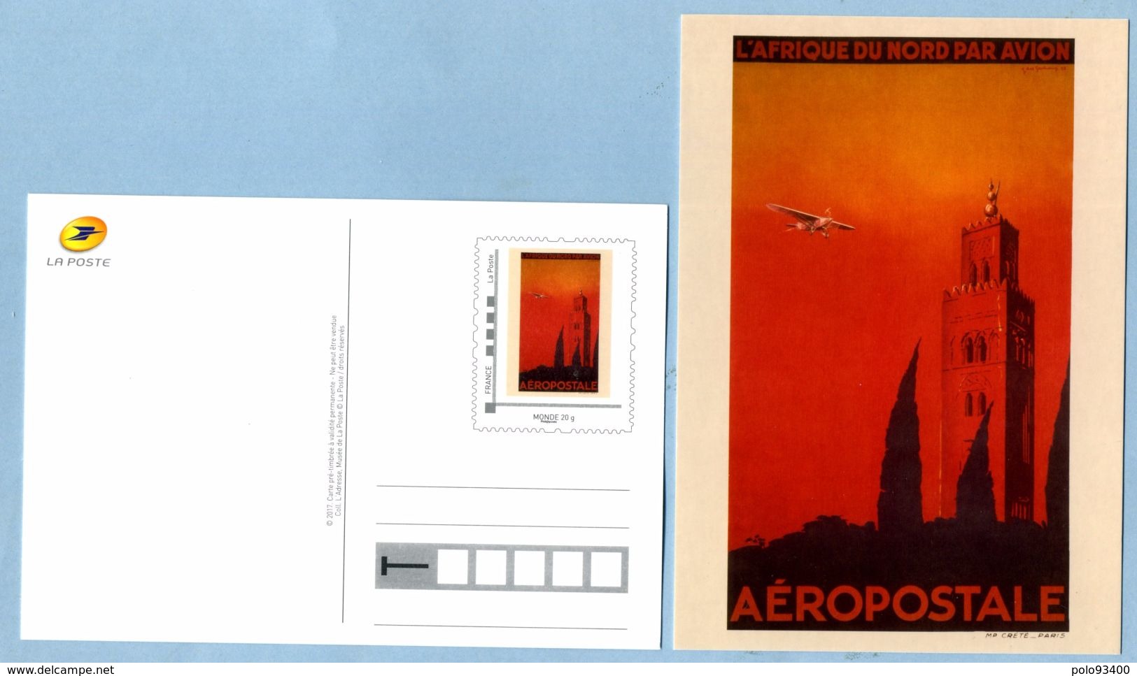 2017 L'AFRIQUE DU NORD PAR AVION - Prêts-à-poster:Stamped On Demand & Semi-official Overprinting (1995-...)