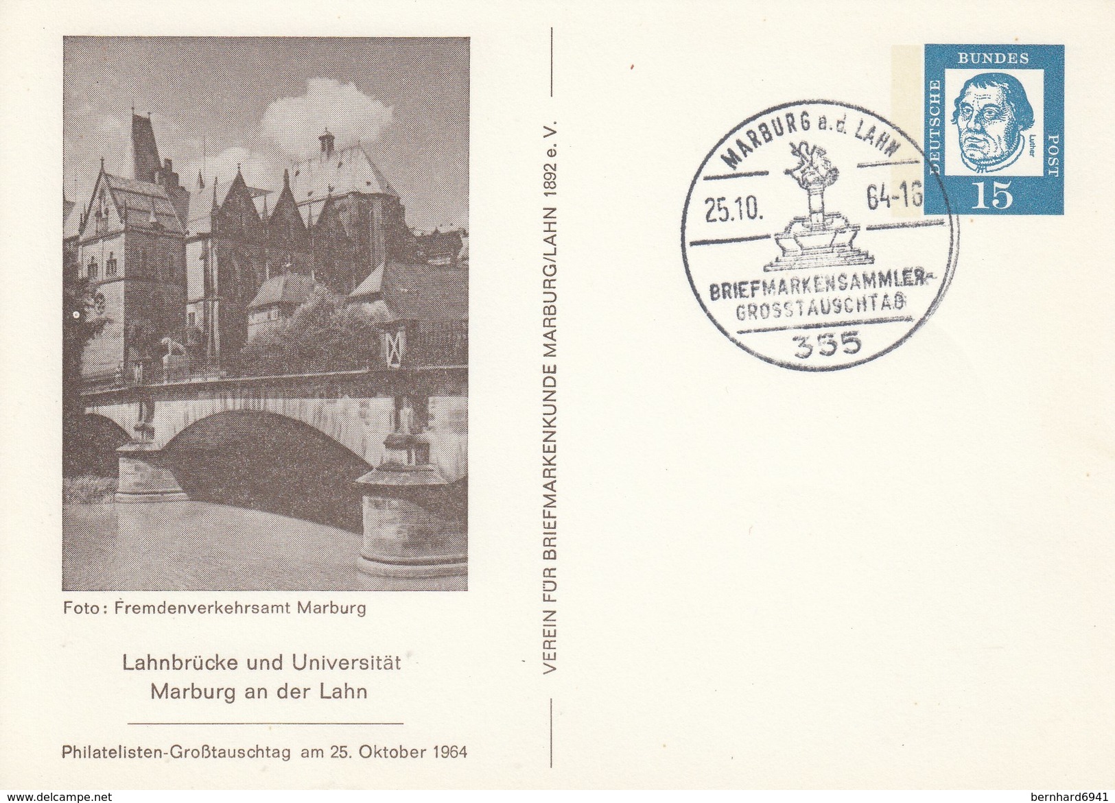 PP 29/21  Verein Für Briefmarkenkunde Marburg/Lahn 1892 E.V. Lahnbrücke Und Universität, Marburg A.d. Lahn - Privatpostkarten - Gebraucht