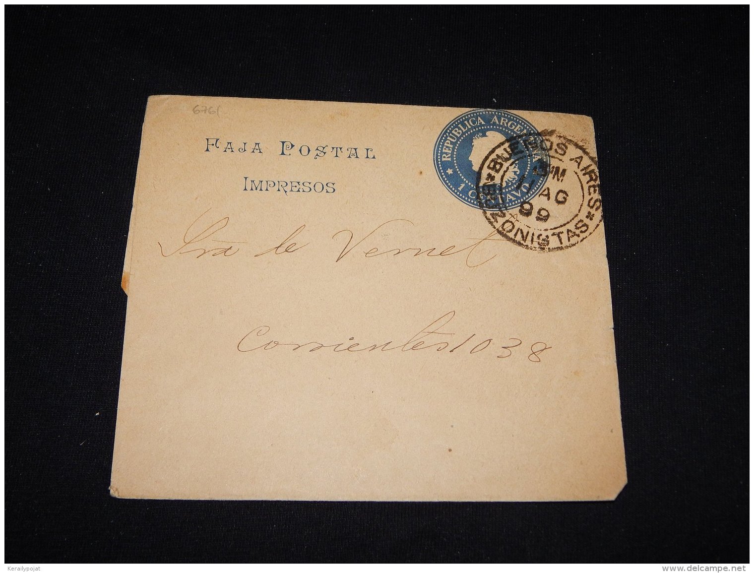 Argentina 1899 Buenos Aires 1c Blue Wrapper__(L-6761) - Postal Stationery