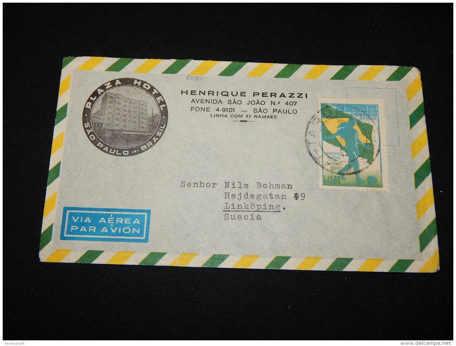 Brazil 1950 Air Mail Cover To Sweden__(L-6024) - Posta Aerea