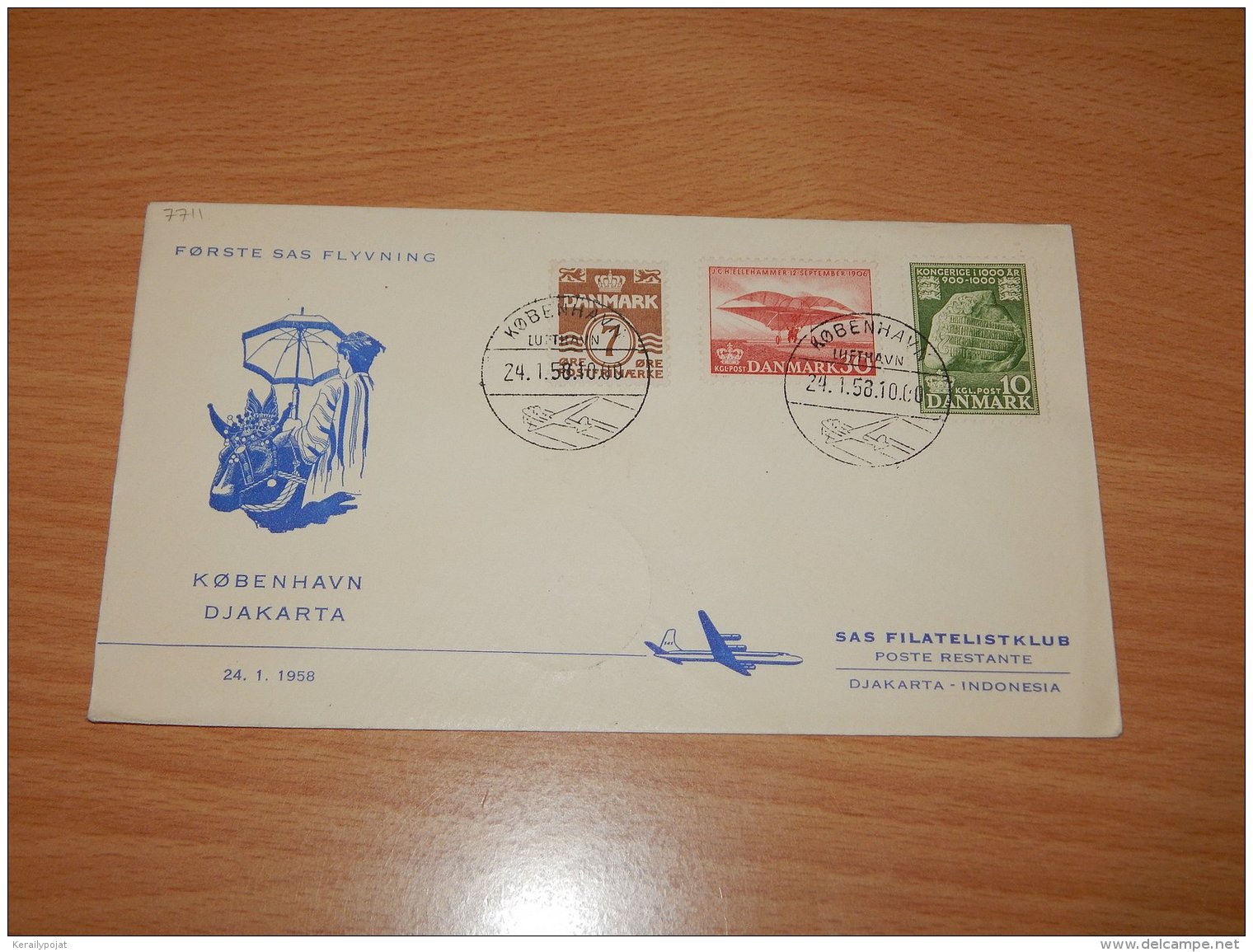 Denmark 1958 SAS First Flight Copenhagen-Djakarta__(L-7711) - Covers & Documents