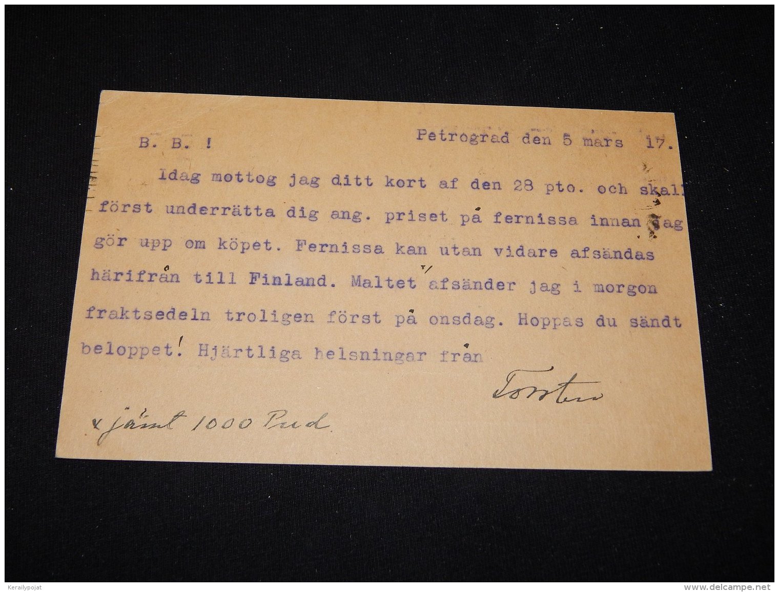 Finland 1917 Porvoo Censored Stationery Card__(L-6616) - Covers & Documents