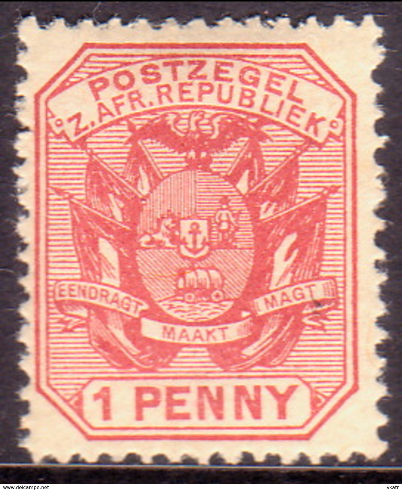 SOUTH AFRICA TRANSVAAL 1895 SG #206 1d MH Rose-red Wagon With Pole - Transvaal (1870-1909)