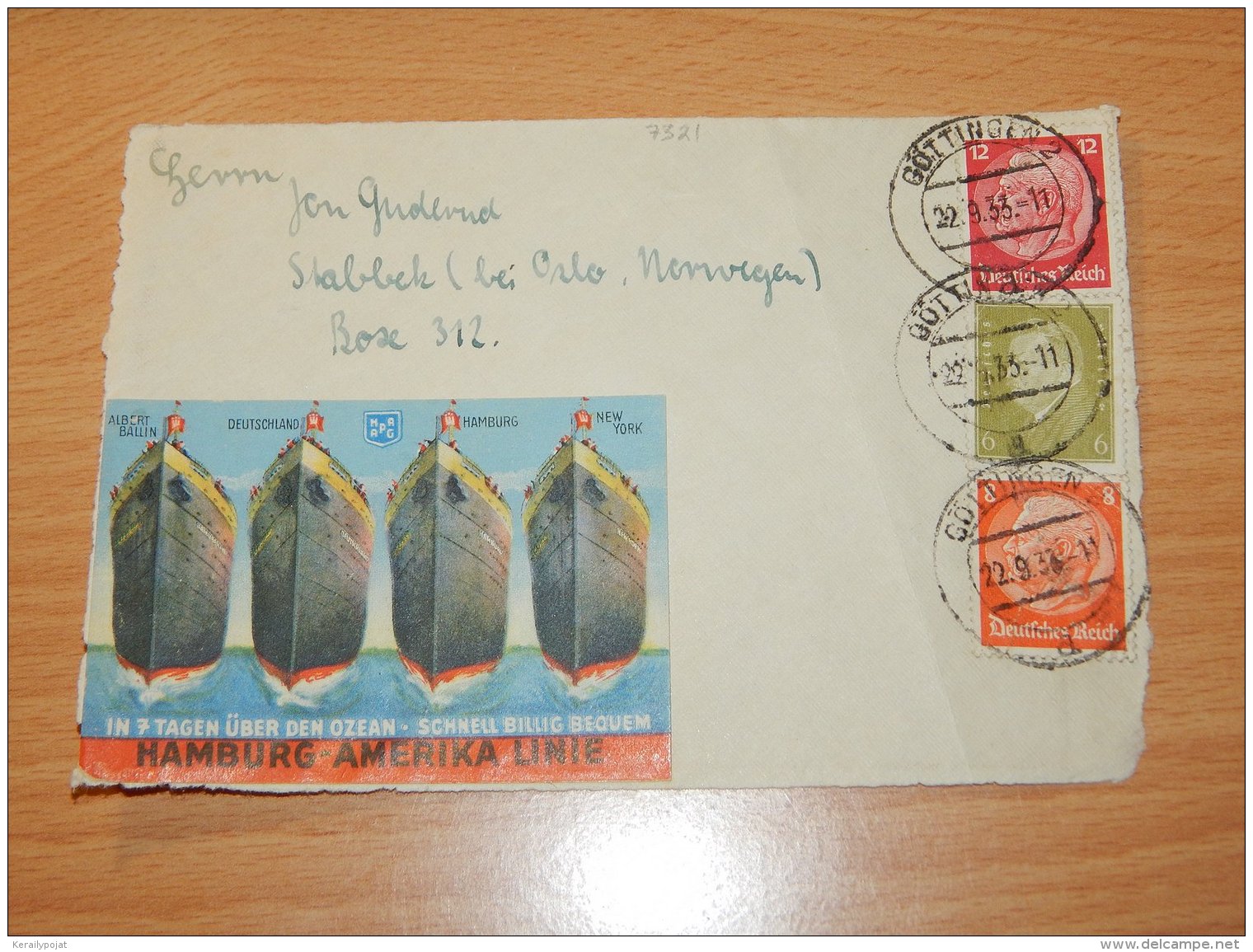 Germany 1933 Göttingen Ship Thematic Letter Front__(L-7321) - Briefe U. Dokumente