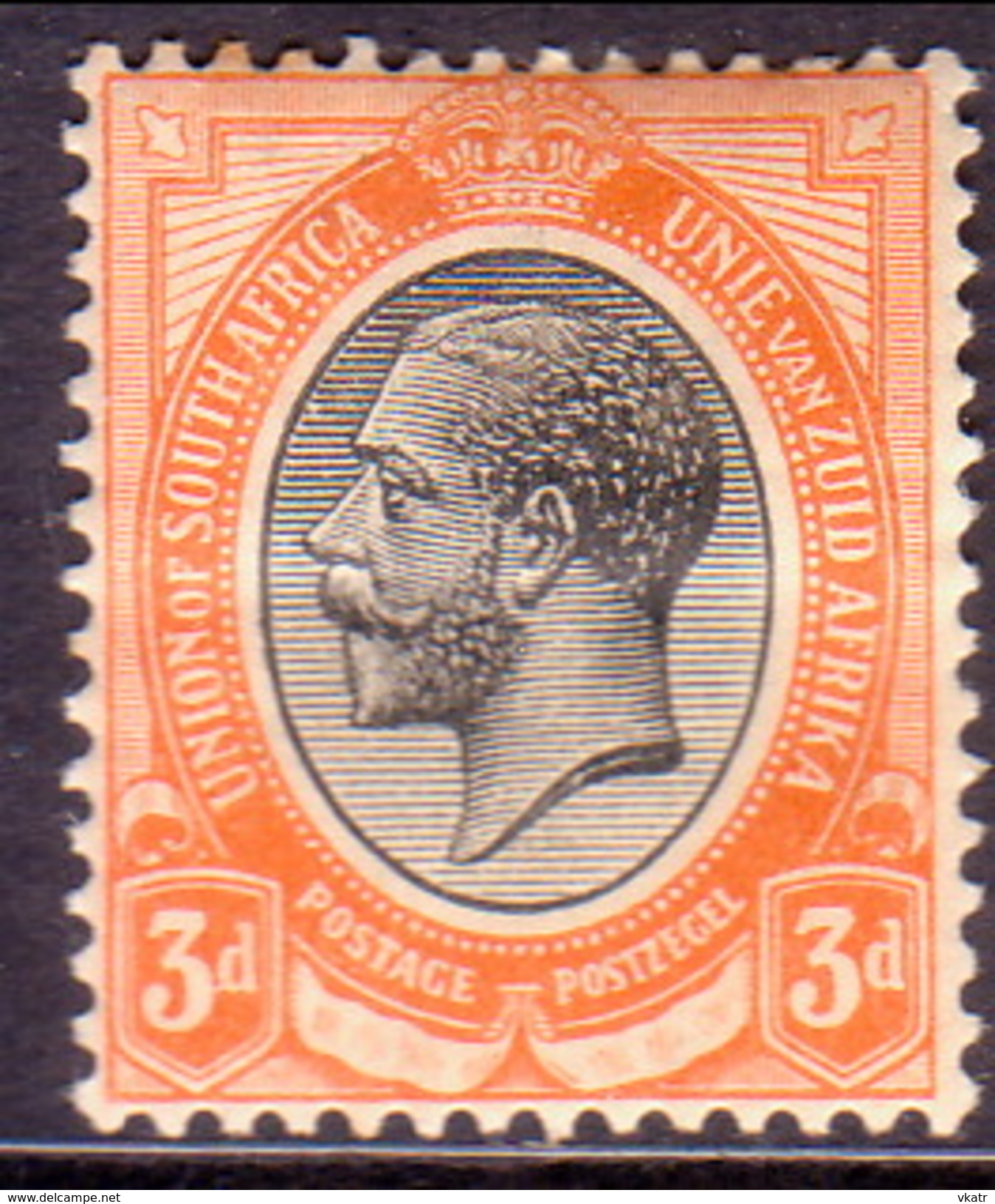 SOUTH AFRICA 1913 SG #8 3d MH CV £13 Black And Orange-red Toned On Back - Unused Stamps