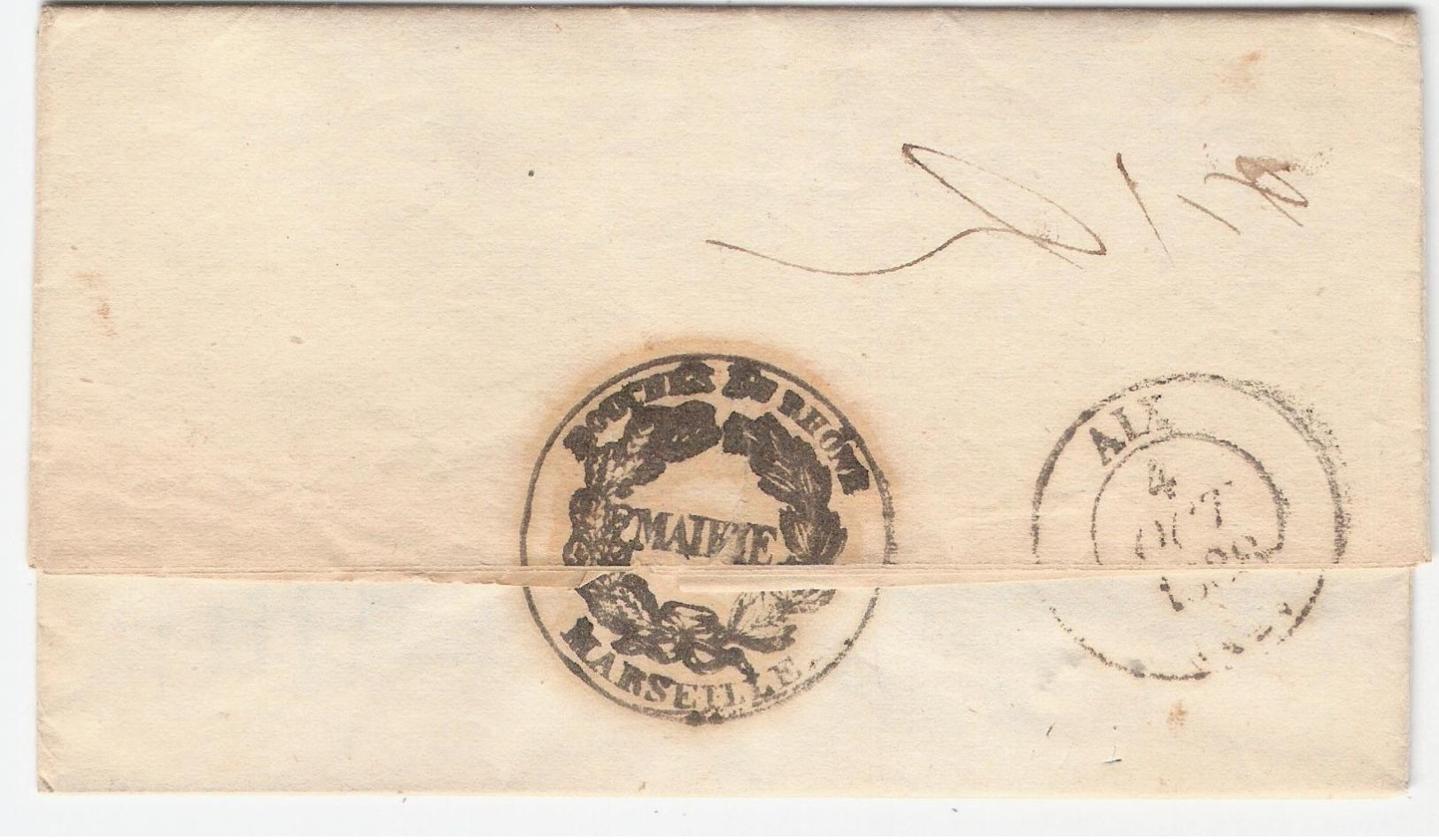 Marque LE MAIRE DE MARSEILLE  CONSOLAT  En Rouge - Superbe Lettre Avec Blason MAIRIE DE MARSEILLE  Avec Signature Du Mai - 1801-1848: Précurseurs XIX