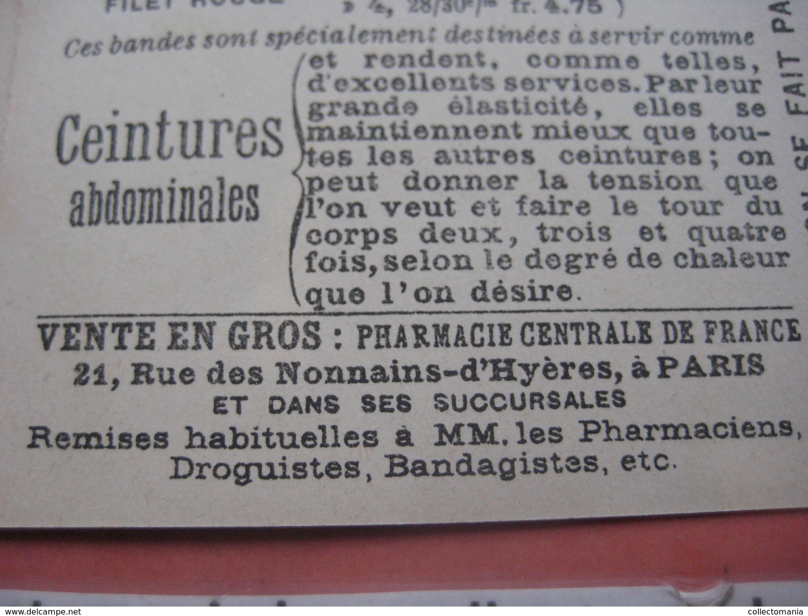 1 DEPLIANT; invention c1900 la bande de pansement ELASTIQUE :REPE VELPEAU - impr Mounier et JAMBIN bandagiste pharmacie