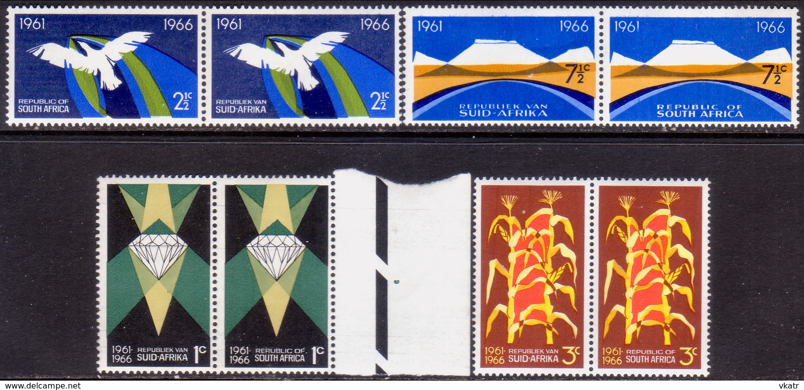 SOUTH AFRICA 1966 SG #262-65 Compl.set In Horiz.pairs MNH 5th Anniv Of Republic - Unused Stamps