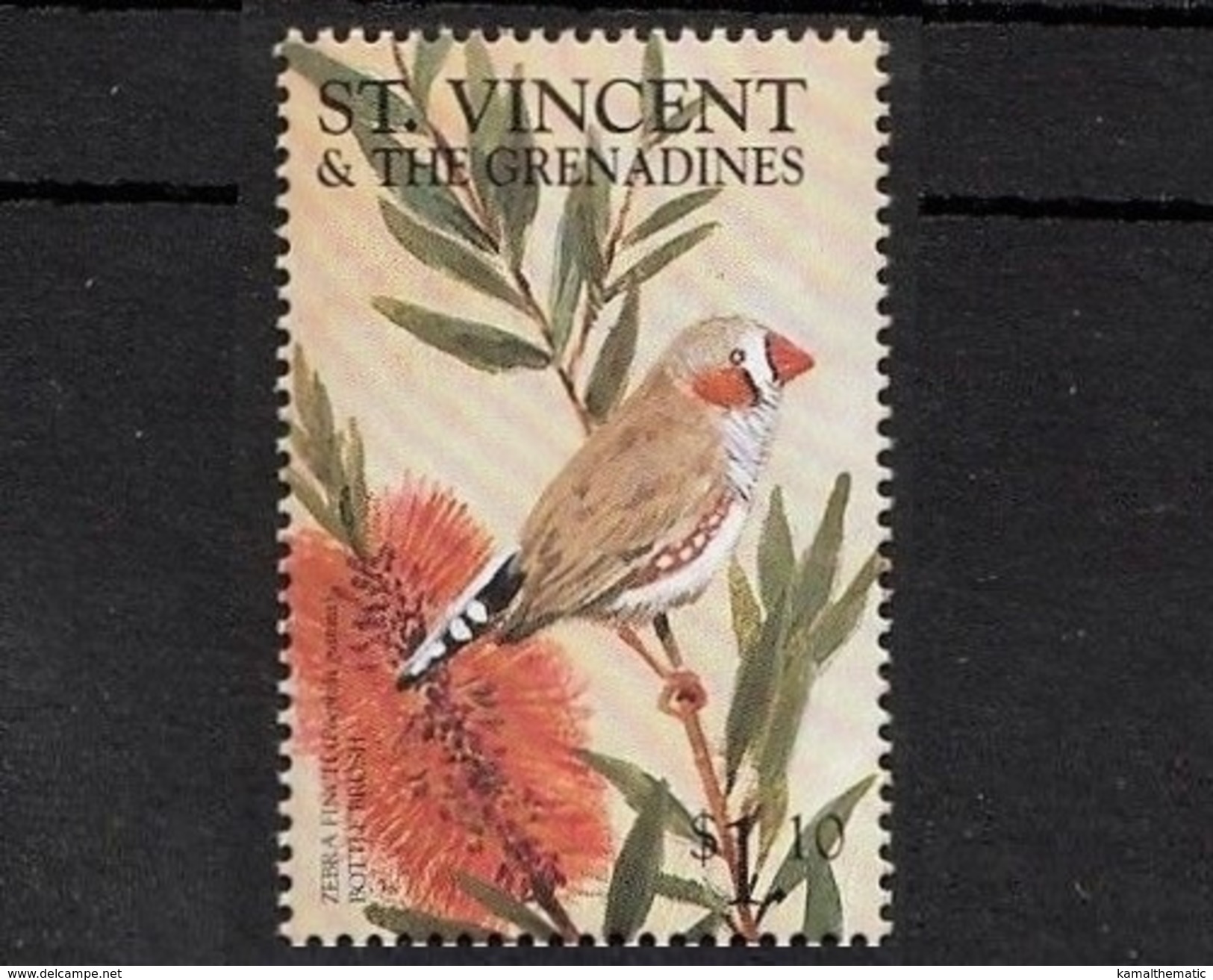 Australian Zebra Finch, Birds, St. Vincent & Grenadines 1999 MNH - Andere & Zonder Classificatie