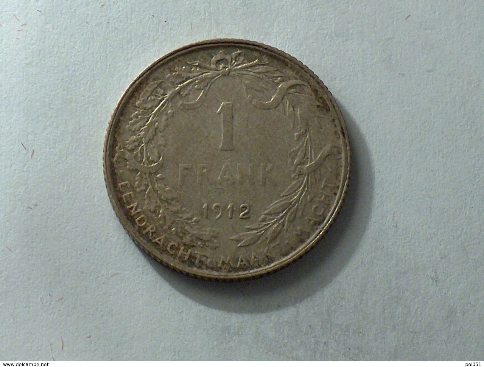 BELGIQUE 1 FRANC 1912 Argent Silver Frank - 1 Franc