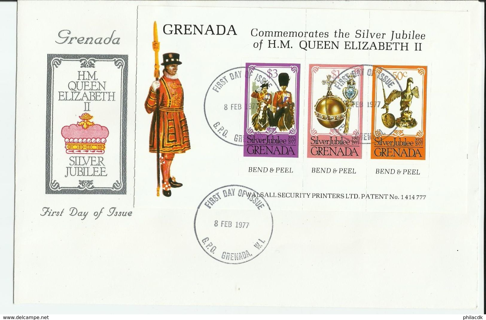 GRENADE - FDC COMMEMORATES THE SILVER JUBILEE 8 FEBRUARY 1977 - Grenada (1974-...)