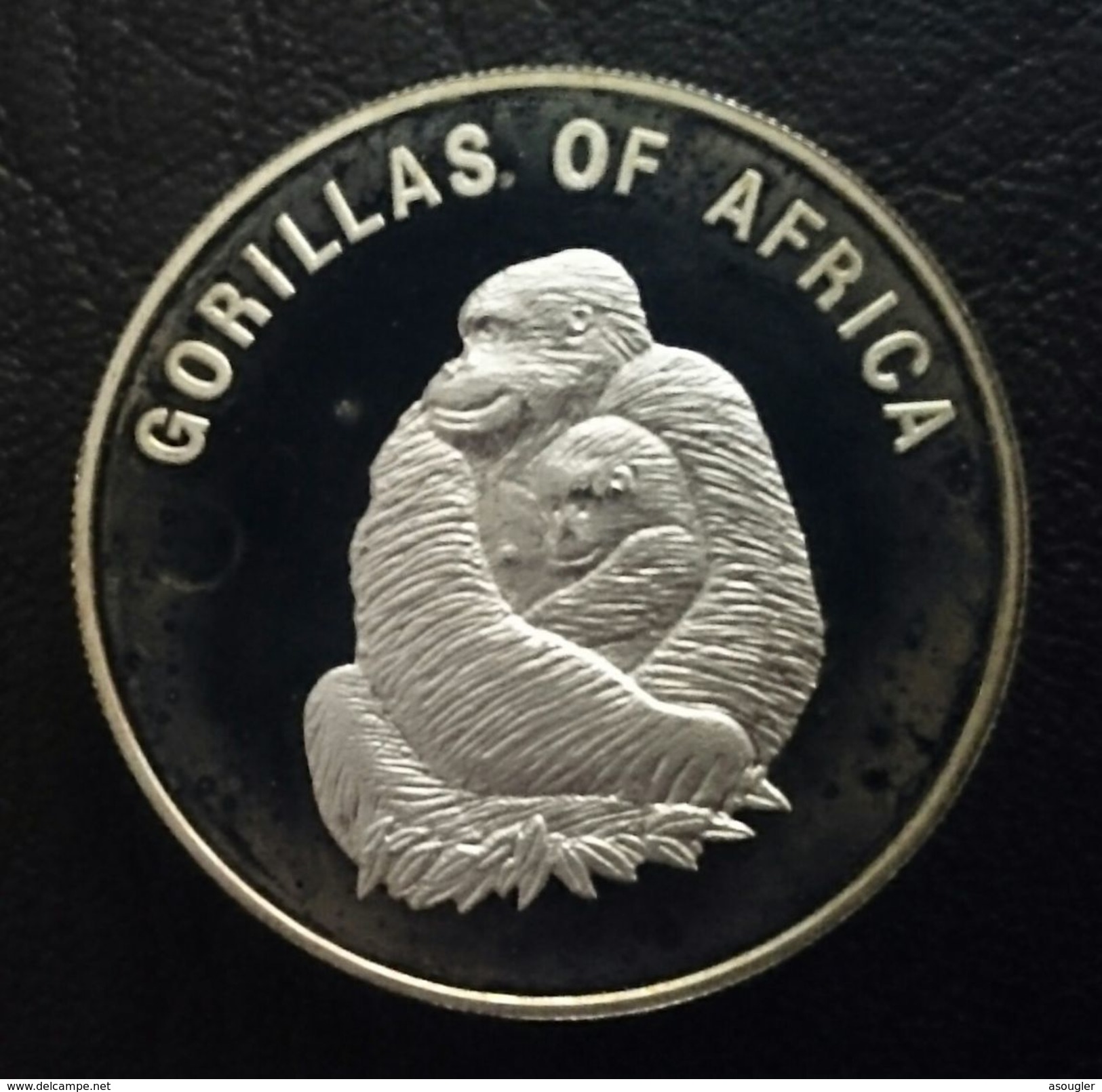UGANDA 1000 SHILLINGS 2003 Silver Plated Bronze "Gorillas Of Africa" Free Shipping Via Registered Air Mail - Ouganda