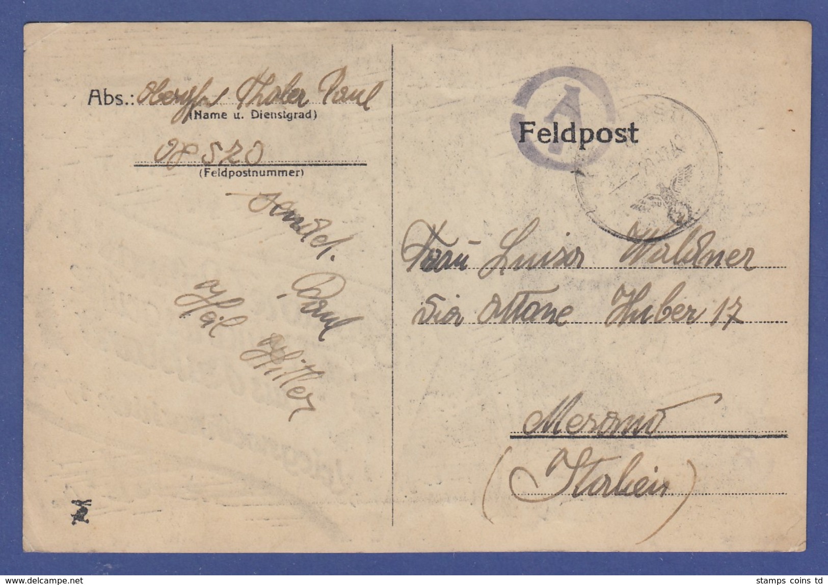 Dt. Reich 1942 Feldpostkarte Aus Rußland "Kriegsweihnachten 1942" Gel -> Italien - Occupation 1938-45