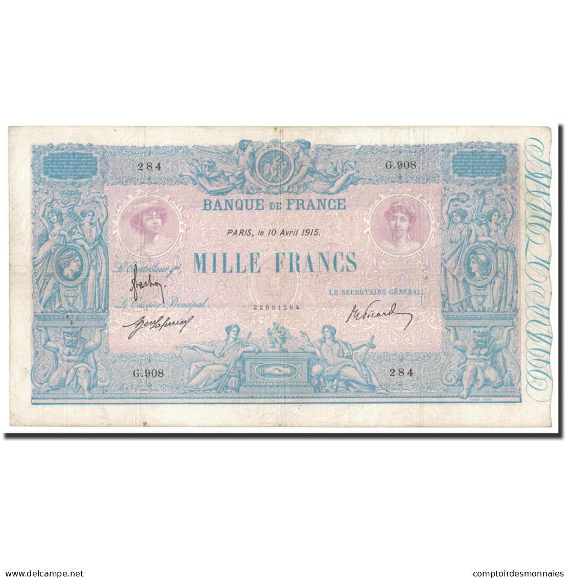 Billet, France, 1000 Francs, 1 000 F 1889-1926 ''Bleu Et Rose'', 1915 - 1 000 F 1889-1926 ''Bleu Et Rose''