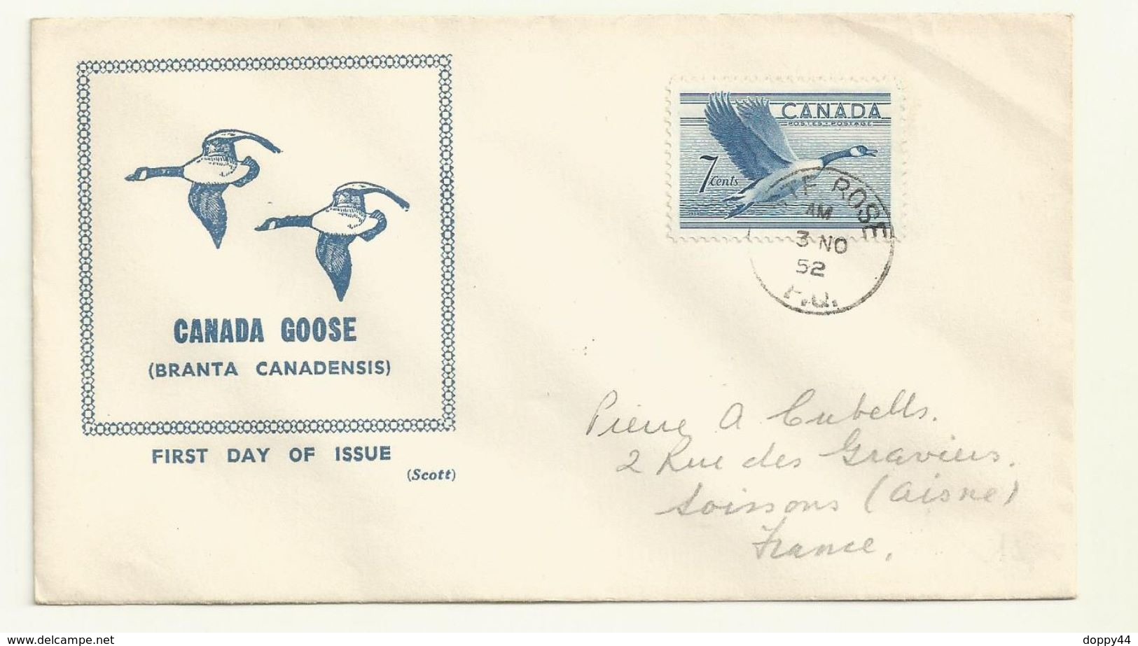 THEME OISEAUX OIES DU CANADA SUR LETTRE OBLITREE 03/11/1952 - Geese