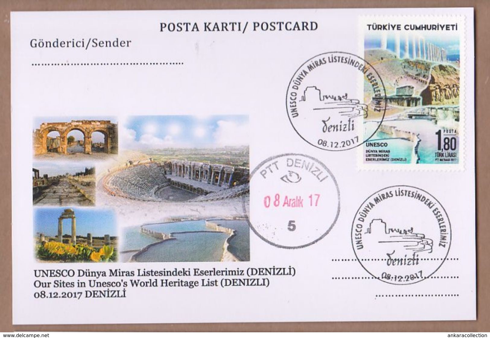AC - TURKEY POSTAL STATIONARY - OUR SITES IN UNECO'S WORLD HERITAGE LIST 08 DECEMBER 2017 - Entiers Postaux