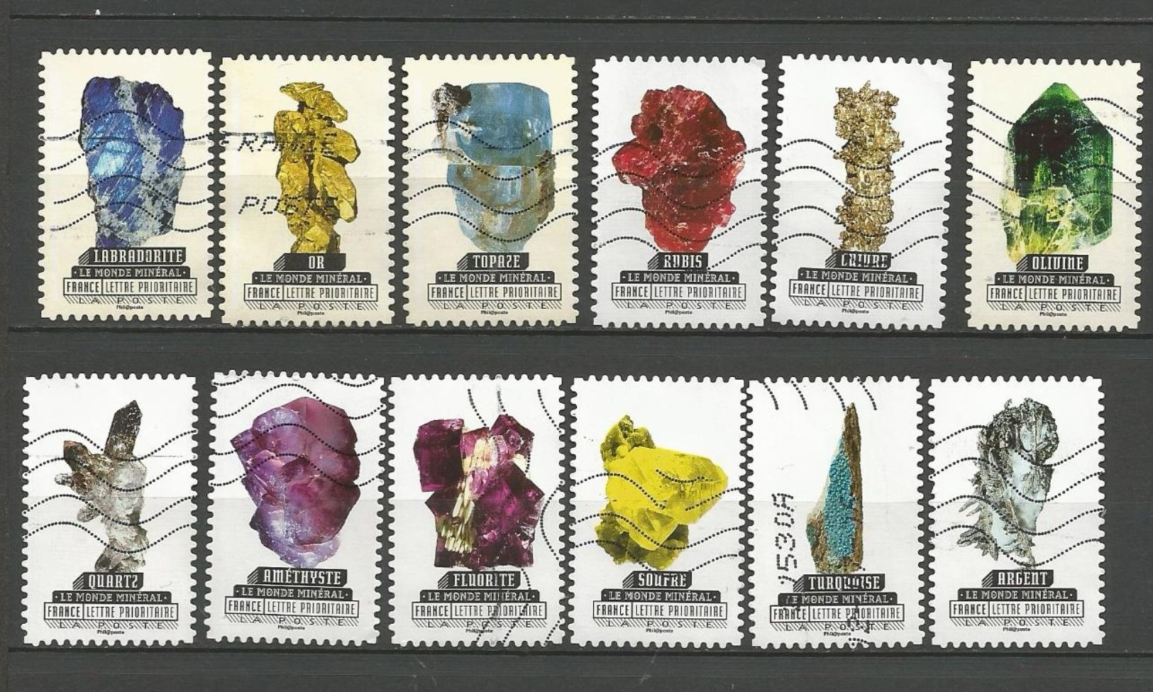 #  France / Adhesif / N° 1218 à 1229 Oblitéré / Le Monde Minéral Serie 2016 - Used Stamps