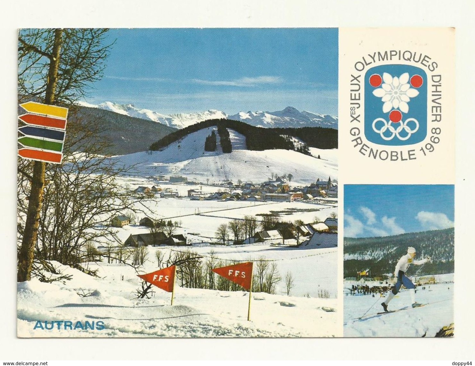 THEME JEUX OLYMPIQUE  GRENOBLE  CARTE POSTALE AUTRANS + OBLITERATION JO GRENOBLE 1968  SUPERBE - Hiver 1968: Grenoble