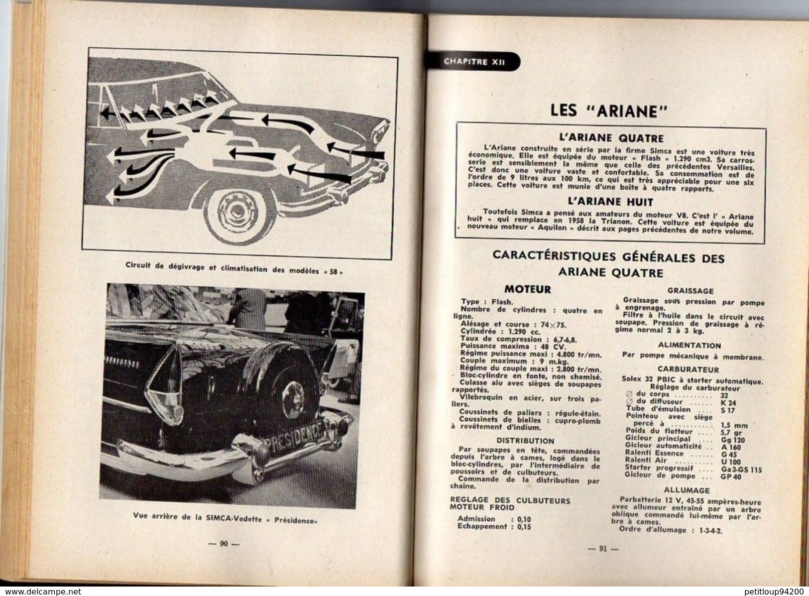 GUIDE TECHNIQUE ET PRATIQUE Vedette SIMCA *Versailles *Régence *Trianon *Marly *Ariane *Beaulieu *Chambord  ANNEE 1958