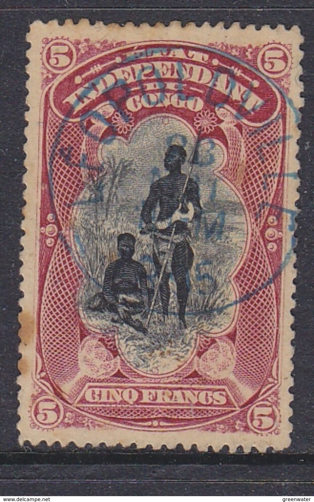 Belgisch Congo 1894 Type Mols 5fr Gest. (bruine Vlekjes In Papier !!) (37225) - Oblitérés