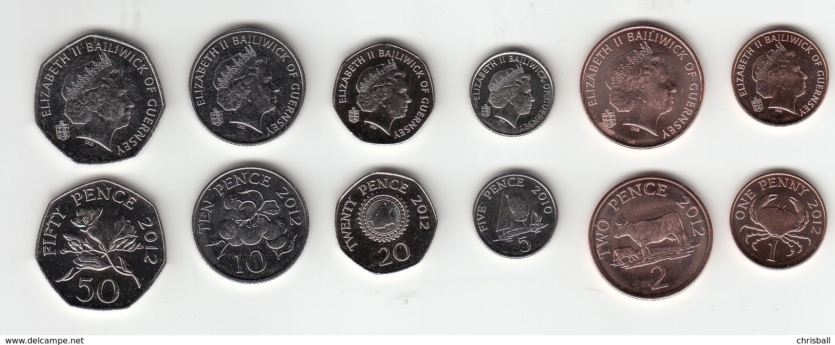 Guernsey Decimal Set 1p 2p 5p 10p 20p 50p Coin Uncirculated Dated 2012 - Guernsey