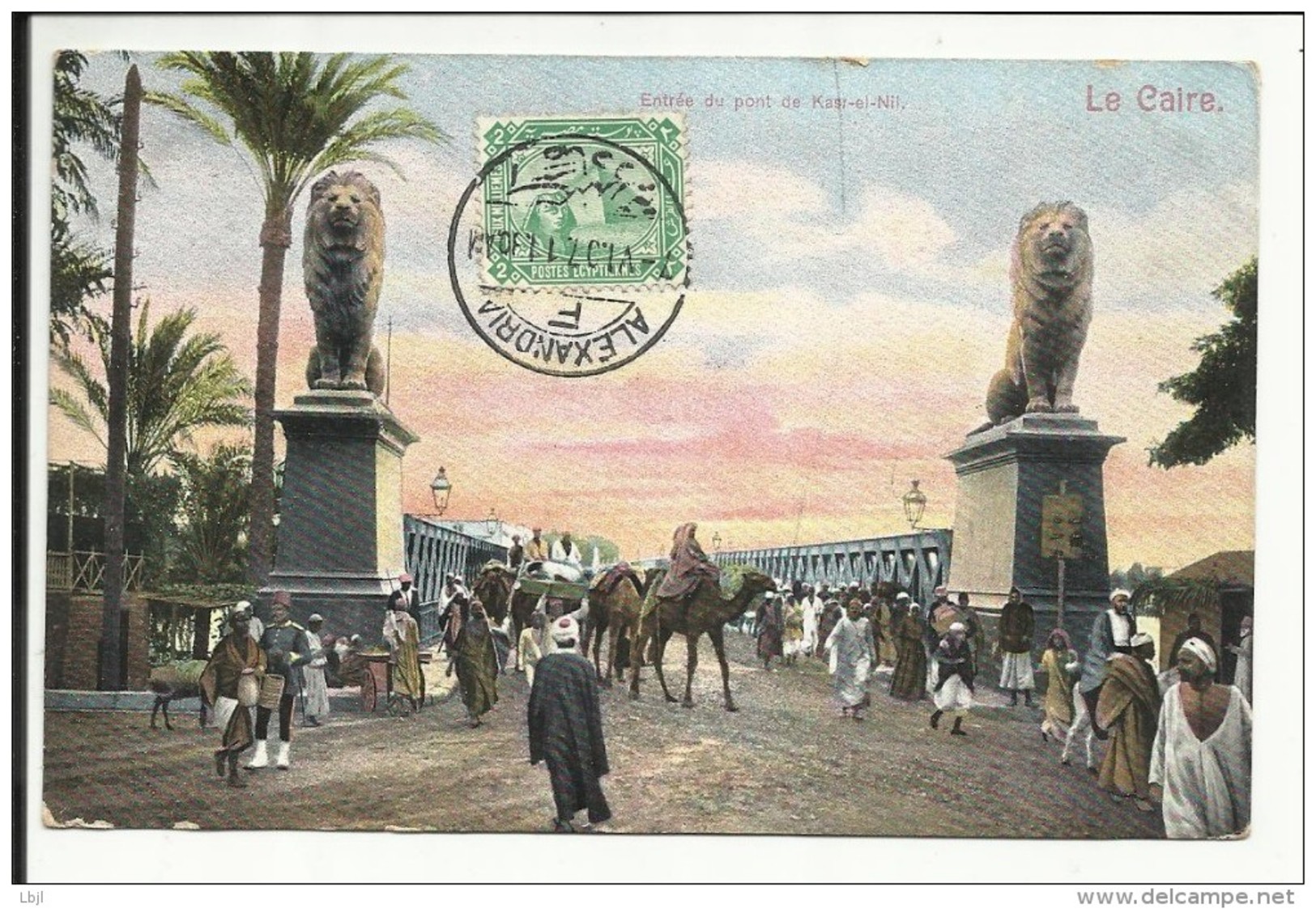 LE CAIRE , Entrée Du Pont De Kasi-el-Nil , CPA ANIMEE , 1907 - Le Caire