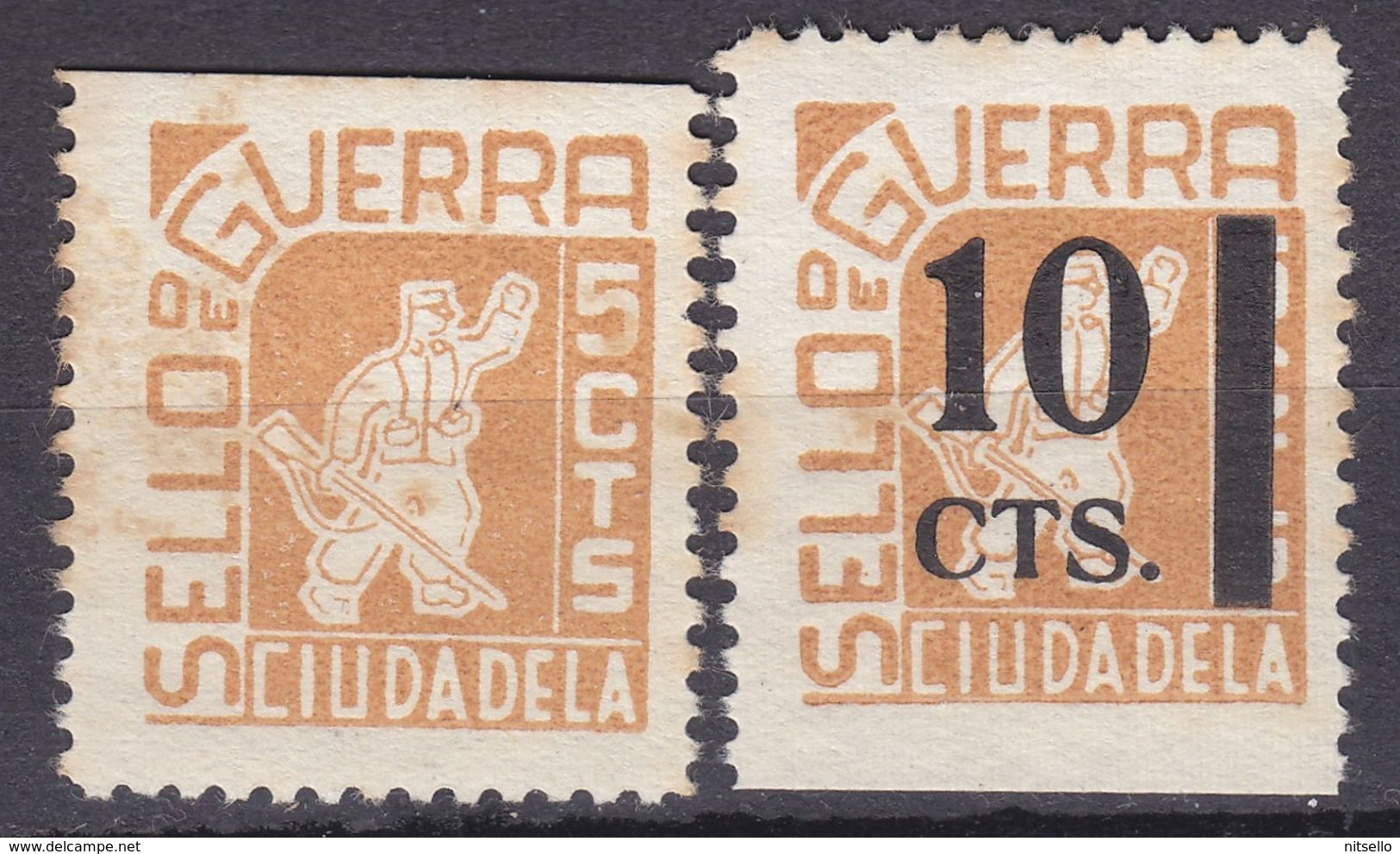 LOTE 2112  ///  (C106) ESPAÑA GUERRA CIVIL - CIUDADELA (MENORCA) BALEARES - 2 VIÑETAS REPUBLICANAS Nº 12 Y 13 CAT. **MNH - Republican Issues