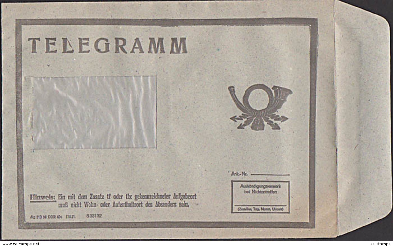 Germany East, DDR Telegramm Umschlag Ungebraucht Trauer Aus 1977 Bzw. 1986, Posthorn, Je A5-Format - Historical Documents