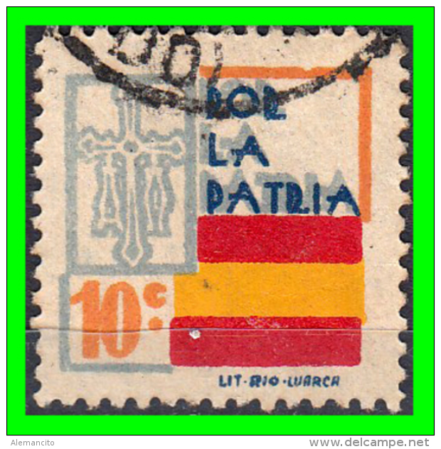 ESPAÑA SELLO GUERRA CIVIL. LOCAL POR LA PATRIA - VALOR FACIAL 10 CÉNTIMOS - PIE DE IMPRENTA: LIT&middot; - Kriegssteuermarken